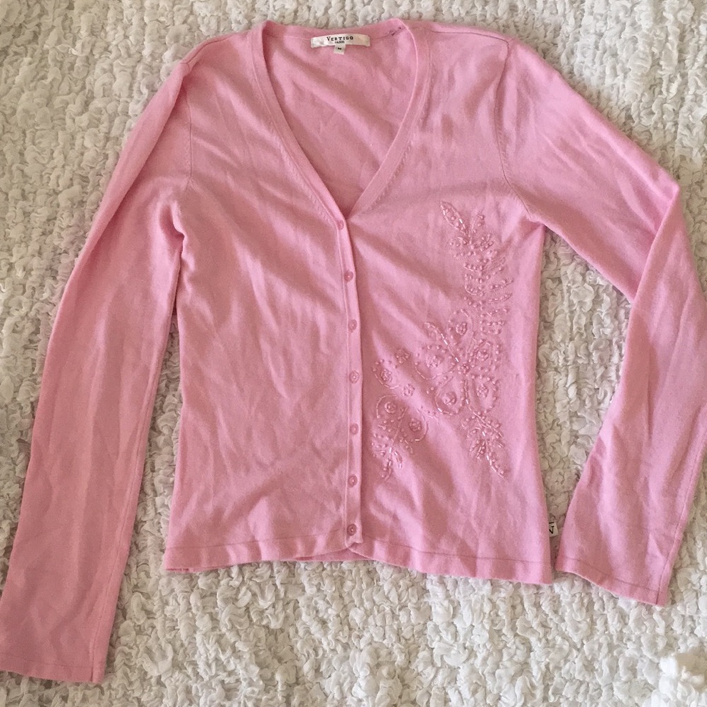 Vintage Ballet Pink Beaded Cardigan Sweater